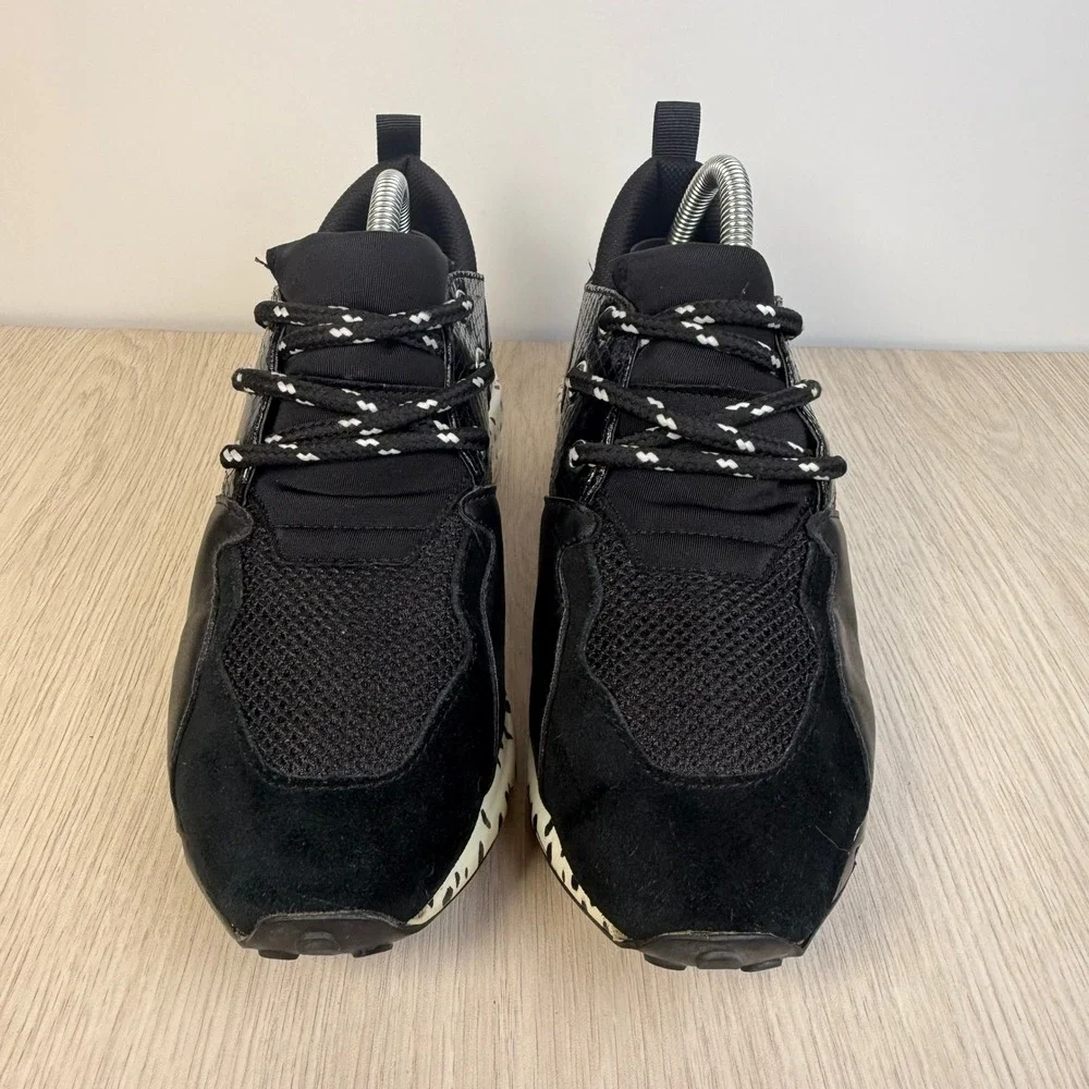 Steve Madden Cliff Black White Animal Print Chunky Platform Sneakers CLIF02S1 7M